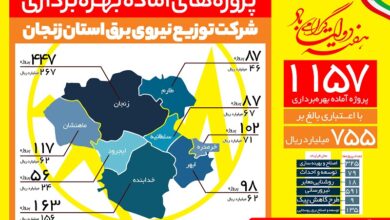 بهره برداری از 1157پروژه توزیع برق همزمان با هفته دولت