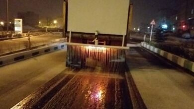 همه معابر اصلی شهر زنجان محلول‌پاشی شد